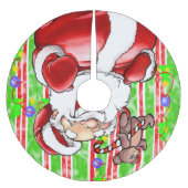 Frohe Weihnachtsbaum Rock Teddy Bear Polyester Weihnachtsbaumdecke (Vorderseite)