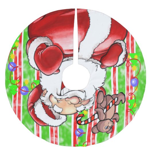 Frohe Weihnachtsbaum Rock Teddy Bear Polyester Weihnachtsbaumdecke (Vorderseite)