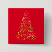 Frohe Weihnachtsbaum-rot Button (Vorderseite)