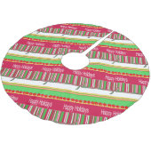 Frohe Weihnachtsbaum Rot Happy Holidays Polyester Weihnachtsbaumdecke (Schrägansicht)