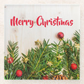 Frohe Weihnachtsbaum Rot und Weiß Untersetzer (Vorderseite)