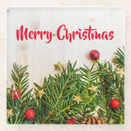 Frohe Weihnachtsbaum Rot und Weiß Untersetzer