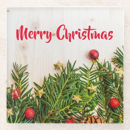 Frohe Weihnachtsbaum Rot und Weiß Untersetzer (Vorderseite)