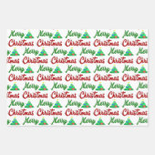 Frohe Weihnachtsbaum rote grüne Schrift Geschenkpapier Set (Vorderseite)
