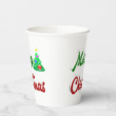 Frohe Weihnachtsbaum rote grüne Schrift Pappbecher (Links)