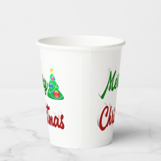 Frohe Weihnachtsbaum rote grüne Schrift Pappbecher (Rechts)