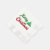 Frohe Weihnachtsbaum rote grüne Schrift Serviette (Ecke)