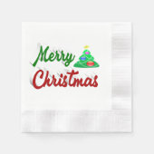 Frohe Weihnachtsbaum rote grüne Schrift Serviette (Vorderseite)