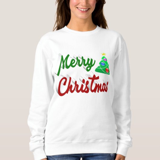 Frohe Weihnachtsbaum rote grüne Schrift Sweatshirt (Vorderseite)