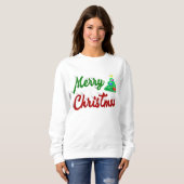 Frohe Weihnachtsbaum rote grüne Schrift Sweatshirt (Vorne ganz)