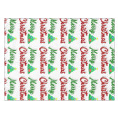 Frohe Weihnachtsbaum rote grüne Schrift Tischdecke (Vorderseite (Horizontal))