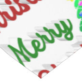 Frohe Weihnachtsbaum rote grüne Schrift Tischdecke (Schrägansicht)