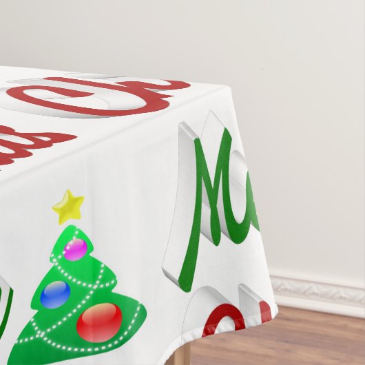 Frohe Weihnachtsbaum rote grüne Schrift Tischdecke (Beispiel)