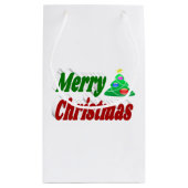 Frohe Weihnachtsbaum rote grüne Typografie Kleine Geschenktüte (Rückseite)