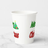 Frohe Weihnachtsbaum rote grüne Typografie Pappbecher (Rechts)