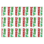Frohe Weihnachtsbaum rote grüne Typografie Tischdecke (Vorderseite (Horizontal))