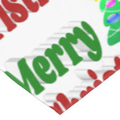 Frohe Weihnachtsbaum rote grüne Typografie Tischdecke (Schrägansicht)