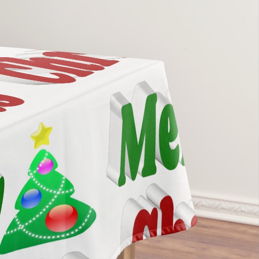 Frohe Weihnachtsbaum rote grüne Typografie Tischdecke (Beispiel)
