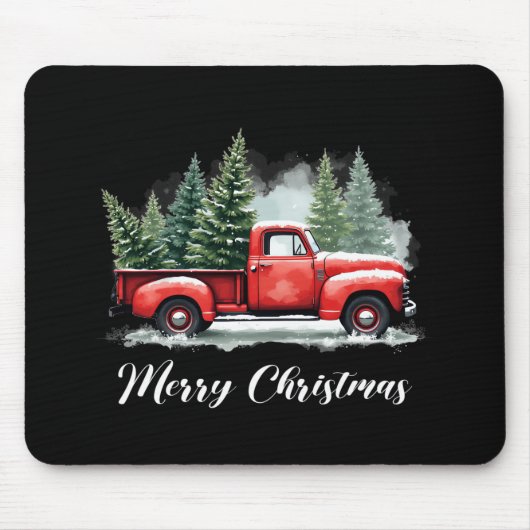 Frohe Weihnachtsbaum rote Lastwagen Mousepad (Vorne)