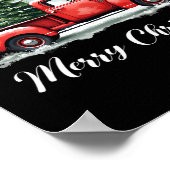 Frohe Weihnachtsbaum rote Lastwagen Poster (Ecke)