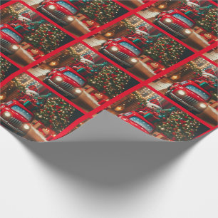 Frohe Weihnachtsbaum roten Auto bringen Geschenke Geschenkpapier