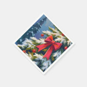 Frohe Weihnachtsbaum Roter Bogen Wasserfarbenmaler Serviette (Ecke)