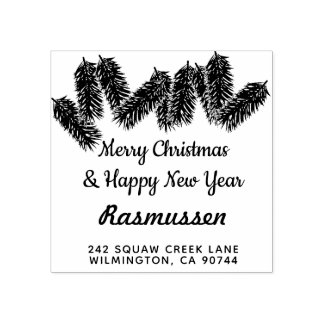 Frohe Weihnachtsbaum-Rücksendeadresse Gummistempel