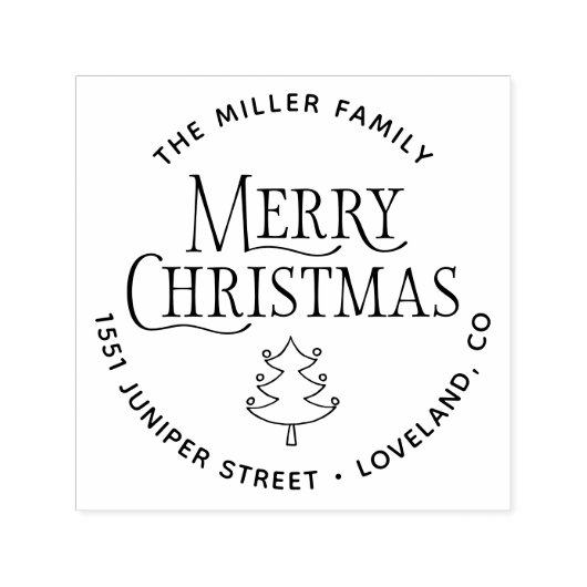 Frohe Weihnachtsbaum-Rücksendeadresse Permastempel (Design)