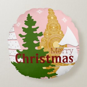 Frohe Weihnachtsbaum Rundes Kissen