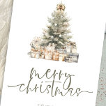 Frohe Weihnachtsbaum Sage Script 2026 Kalender Feiertagskarte<br><div class="desc">Moderne frohe Weihnachtsbaum Sage Script 2026 Kalender auf der Rückseite. Verfügbar in digitaler Form und gedruckt. Moderner Stil. Frohe Weihnachten ist in einem eleganten Set-Skript in der Weise und die Erholung des Textes können Sie leicht personalisieren, einschließlich Ihrem neuen Jahr Gruß auf der Rückseite. Sie können alle Farben für Text...</div>