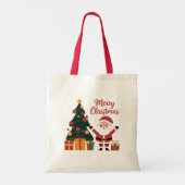 Frohe Weihnachtsbaum Santa Claus mit Presents Red Tragetasche (Rückseite)