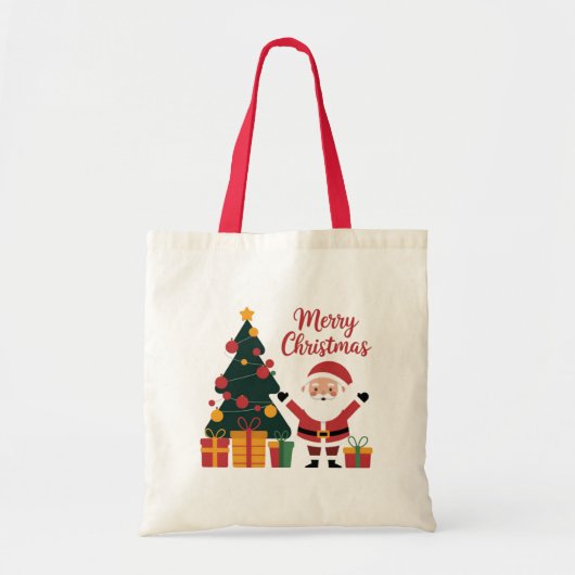 Frohe Weihnachtsbaum Santa Claus mit Presents Red Tragetasche (Vorne)