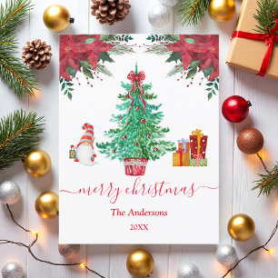 Frohe Weihnachtsbaum Santa Green Rote Postkarte