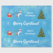 Frohe Weihnachtsbaum Santa Niedlich Girly Einicorn Geschenkpapier (Flach)
