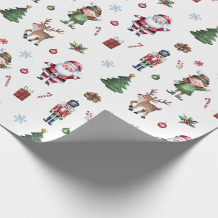 Frohe Weihnachtsbaum Santa Reindeer Nutcracker Geschenkpapier
