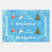 Frohe Weihnachtsbaum Santa Sleigh Girly Unicorn Geschenkpapier Set (Vorderseite 3)