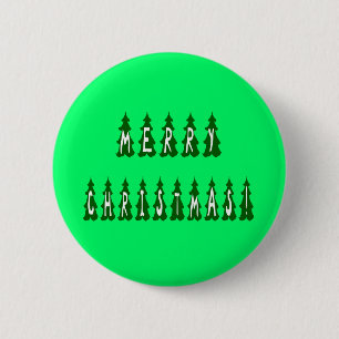 Frohe Weihnachtsbaum-Schriftart Button