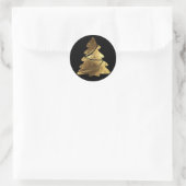 Frohe Weihnachtsbaum Schwarz und Gold Elegant Runder Aufkleber (Tasche)