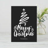 Frohe Weihnachtsbaum Schwarze Weihnachtskarte Feiertagskarte (Stehend Vorderseite)