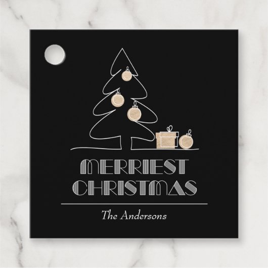Frohe Weihnachtsbaum Schwarzer Feiertag Geschenkanhänger (Vorderseite)