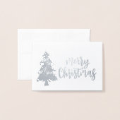 Frohe Weihnachtsbaum Silber-Kalligraphie-Skript Folienkarte (Vorderseite mit Umschlag)