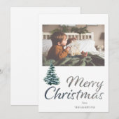 Frohe Weihnachtsbaum & Silberner Glitzer Fotokarte (Vorne/Hinten)