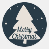 Frohe Weihnachtsbaum Silhouette klassisch blau Runder Aufkleber (Vorderseite)