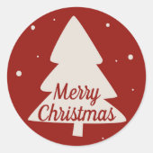 Frohe Weihnachtsbaum Silhouette rot & weiß Runder Aufkleber (Vorderseite)