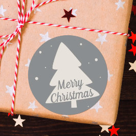 Frohe Weihnachtsbaum-Silhouette Runder Aufkleber