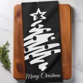 Frohe Weihnachtsbaum Silhouette Schwarzer Feiertag Geschirrtuch