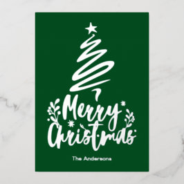 Frohe Weihnachtsbaum Silver Foil Weihnachtskarte Folien Feiertagskarte
