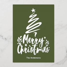 Frohe Weihnachtsbaum Silver Foil Weihnachtskarte Folien Feiertagskarte
