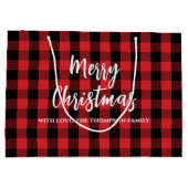 Frohe Weihnachtsbaum Simple Buffalo Karo Pattern Große Geschenktüte (Rückseite)