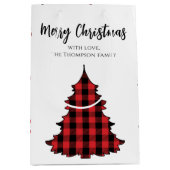 Frohe Weihnachtsbaum Simple Buffalo Karo Pattern Mittlere Geschenktüte (Vorderseite)